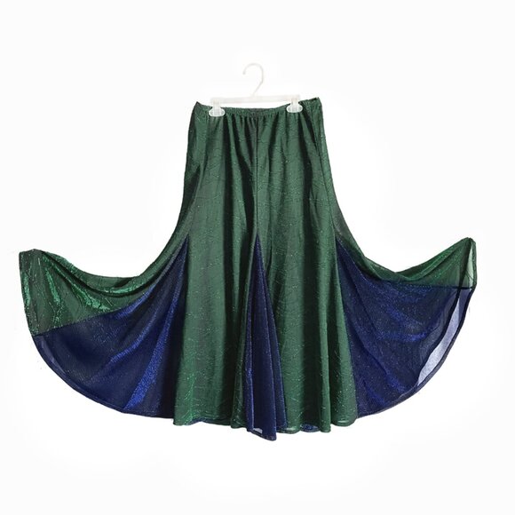 Ameynra design maxi skirt with inserts. Dark green blue, sparkly. Size M. OOAK - Picture 1 of 5